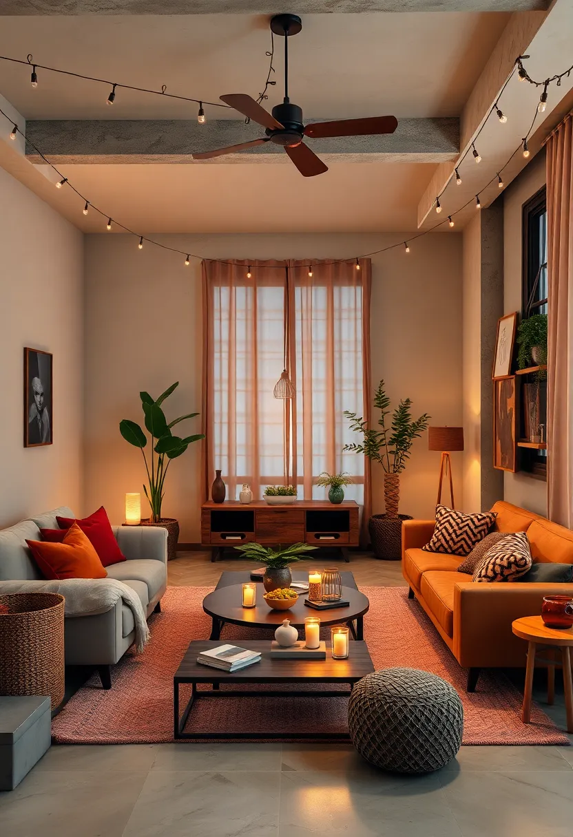 Ambient Lighting: Use string lights, lanterns, or candles to craft a warm, intimate atmosphere