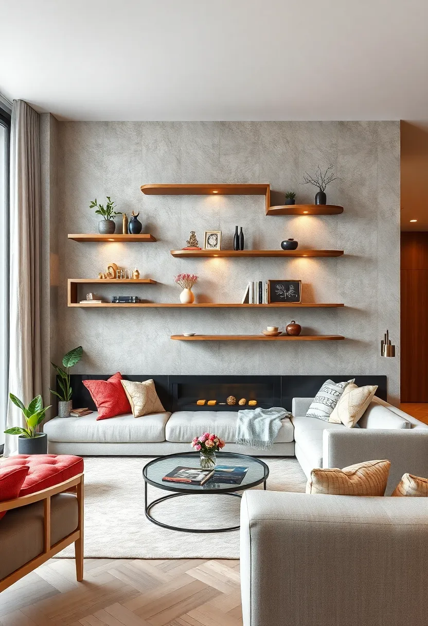 Curved floating ⁢shelves that soften the room’s geometric shapes, creating ‌a gentle, inviting flow