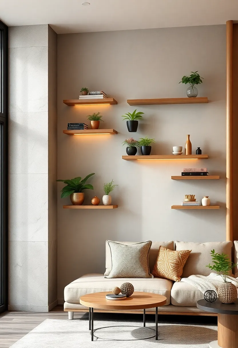 Corner ​floating shelves designed to utilize often-neglected spaces, perfect for lush greenery or small sculptures