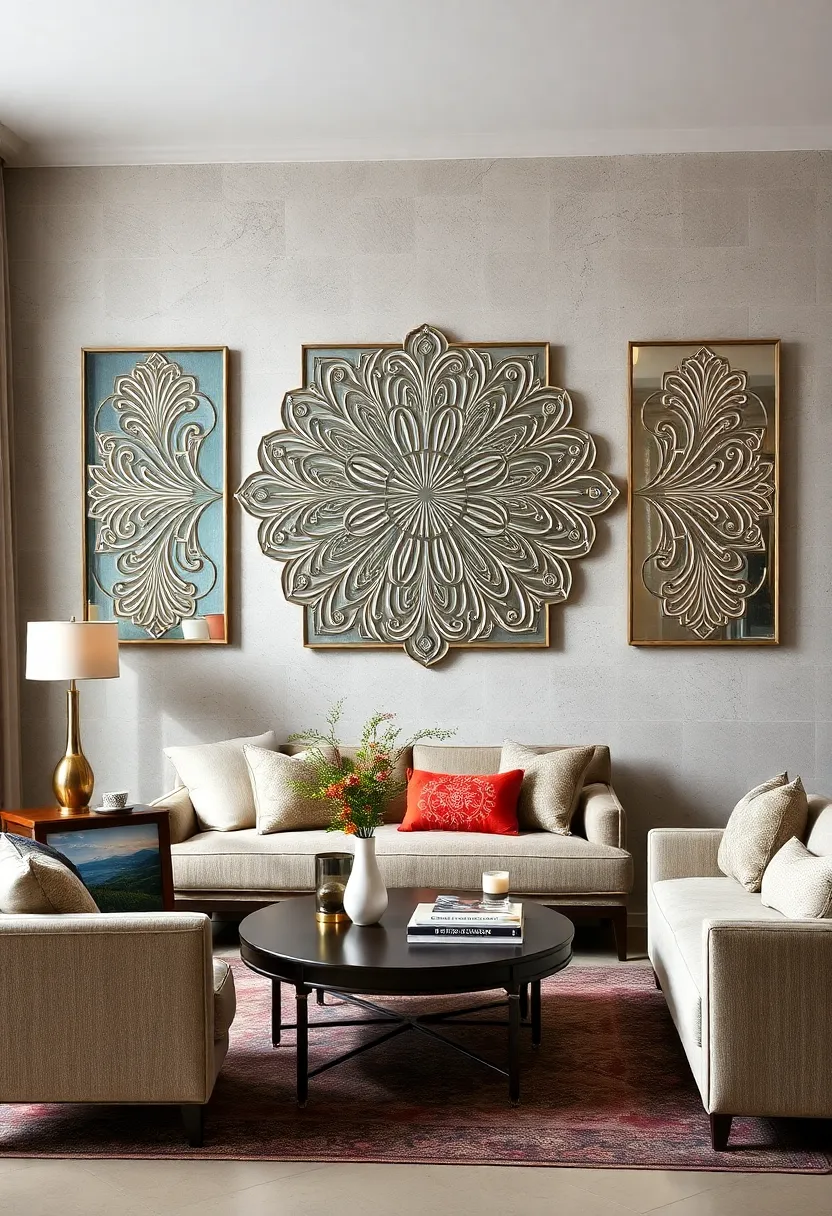 Etched Mirror Wall Art -‌ Combine functionality and style with etched mirror pieces that reflect intricate Art Deco patterns for ​a multidimensional ⁤effect