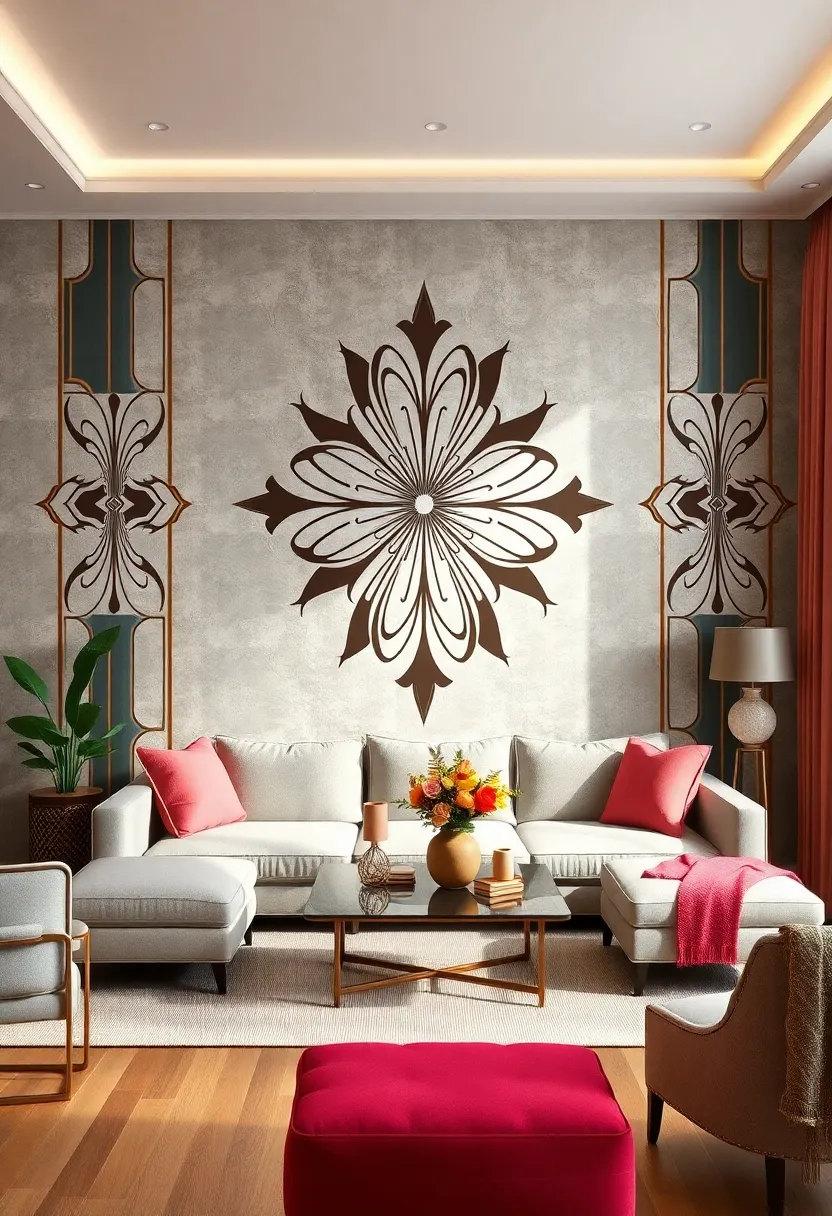 Symmetrical ‍Wall Stencils ⁣- Apply ‌symmetrical⁤ wall stencils in contrasting⁢ colors for ‌a quick yet impactful⁤ way to ⁤imbue your ⁤room ‍with iconic‍ Deco ​style