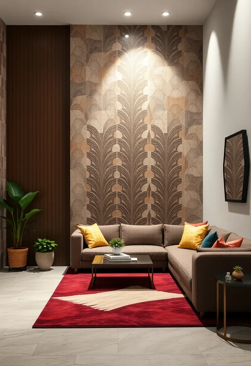 Ceramic Deco Tile‌ Murals - Integrate ceramic tile ‌murals with repeating geometric patterns and‍ glossy finishes for ⁢a durable and decorative wall feature