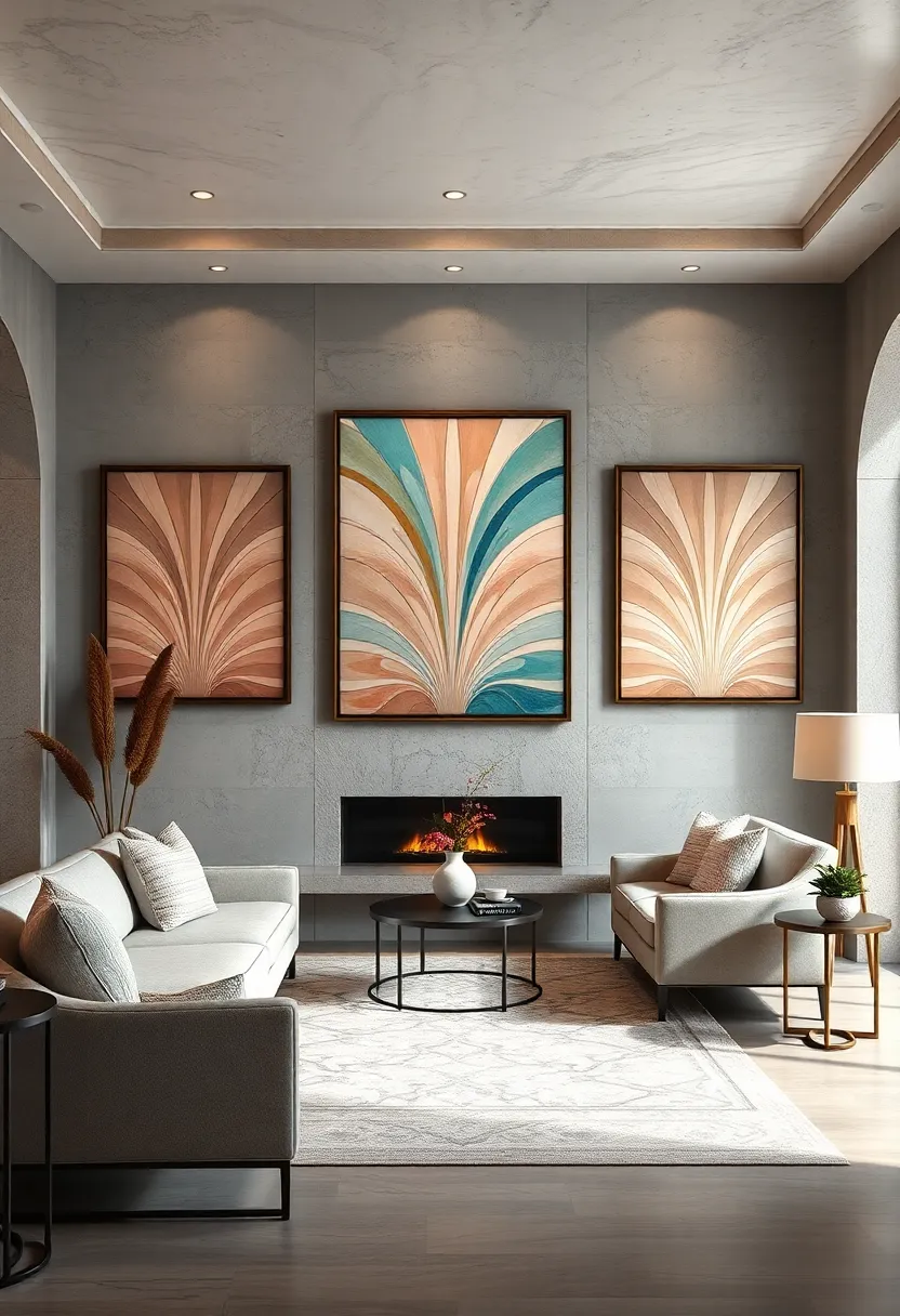 Lacquered Panel Art - Add lacquered panel art⁢ in black⁤ or deep jewel tones, ‌giving a glossy, polished finish ‍that reflects the era’s penchant for luxury and​ shine