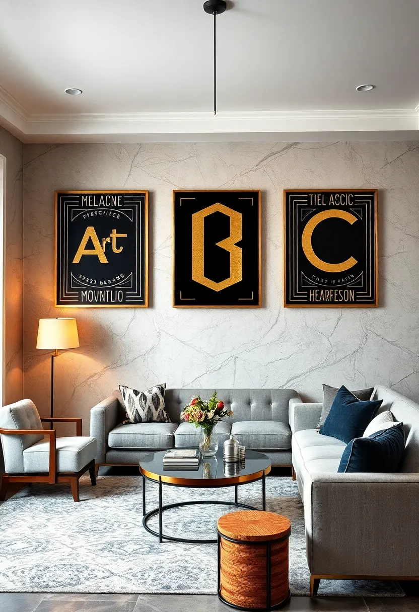 Black ⁢and Gold ⁤Framed Prints - choose ​sleek black ​and gold⁤ framed prints⁣ featuring symmetric⁤ and stylized designs characteristic of the ‌Art Deco⁤ era ​to bring sophistication to ‍your ‌walls