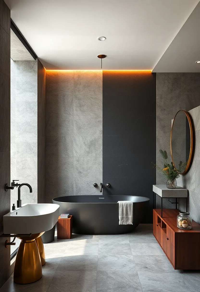 - Montage of Mixed Metal Finishes Combining Matte Black, ‍Polished‌ Brass, and Copper in Artistic Harmony
