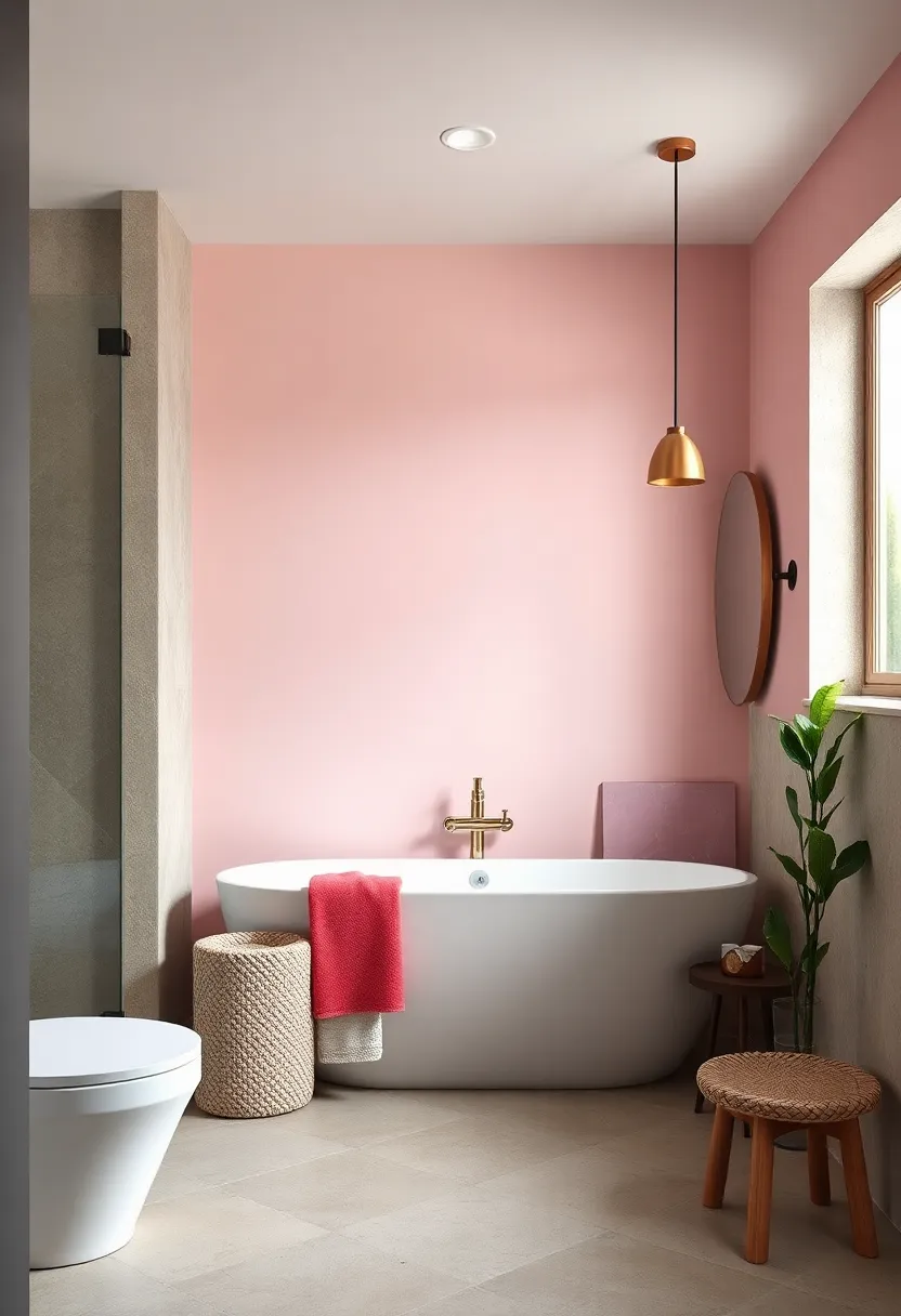 - playful Color Juxtapositions Featuring Deep Jewel Tones Paired with Soft Pastels in an Eclectic Bathroom Design
