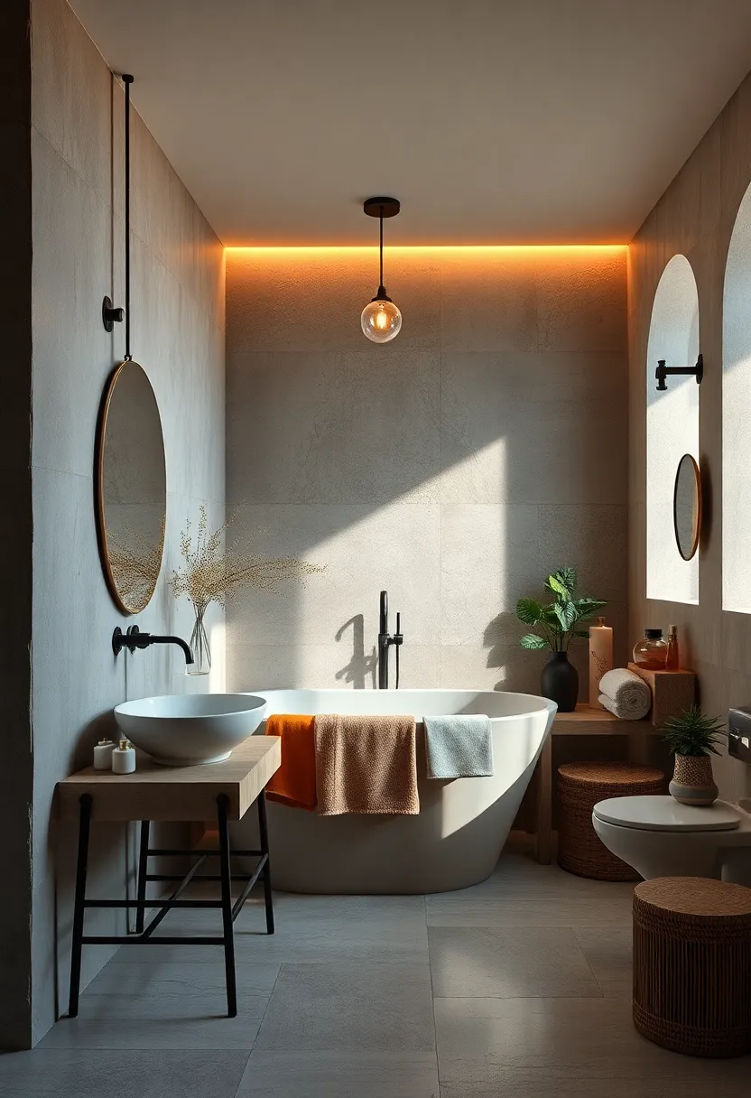 - ⁣Surreal Lighting Designs Casting dramatic Shadows Over Quirky Art-Deco and Industrial Elements