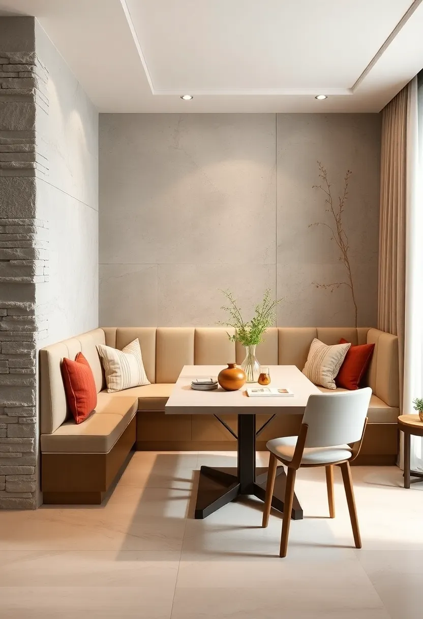 Banquette ​Integrated with⁤ a Foldable Table for‍ Flexibility