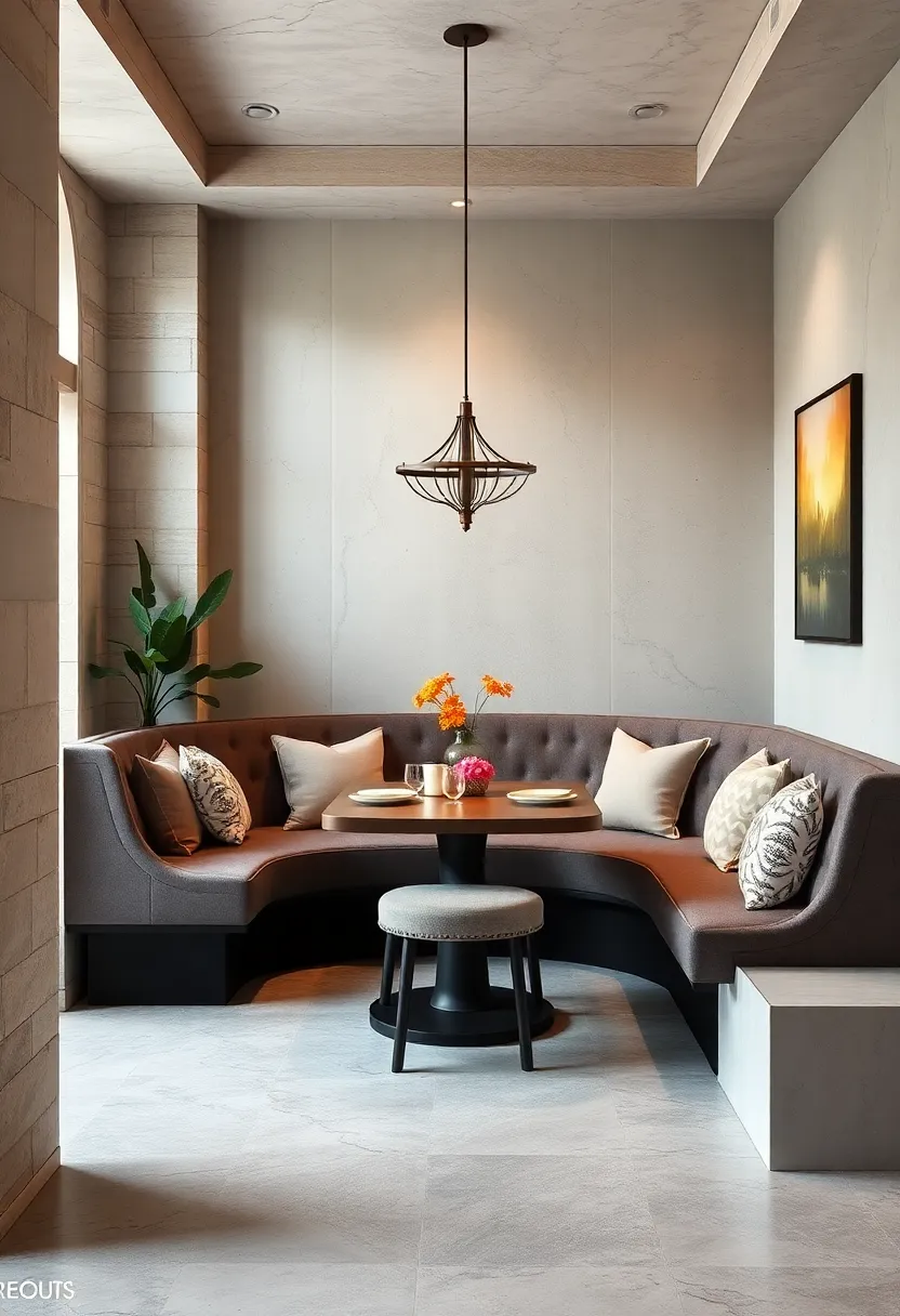 Curved Banquette Seating to Create an Intimate Dining Nook