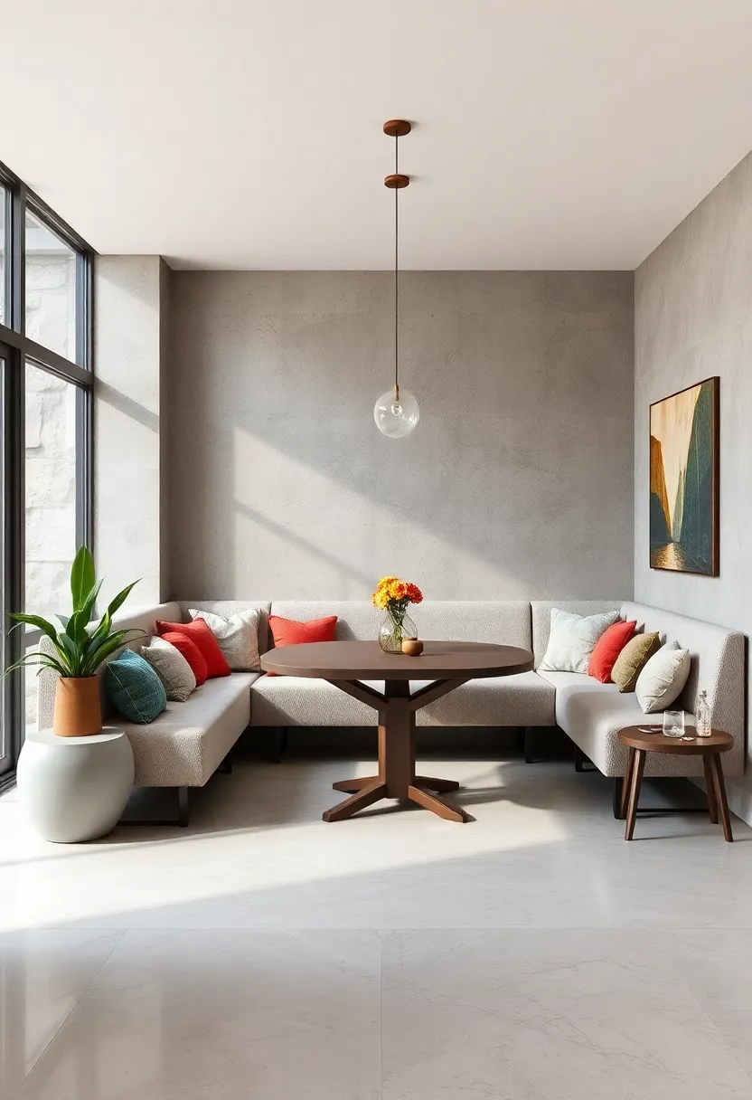 L-Shaped Banquette with Soft Cushions and Backrests