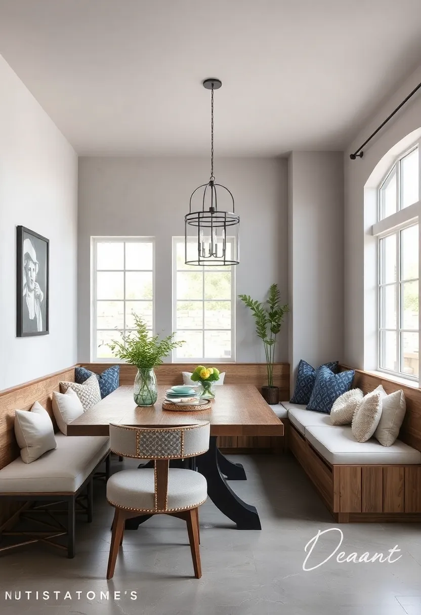 Rustic ‌Reclaimed Wood Banquette for a Farmhouse Feel