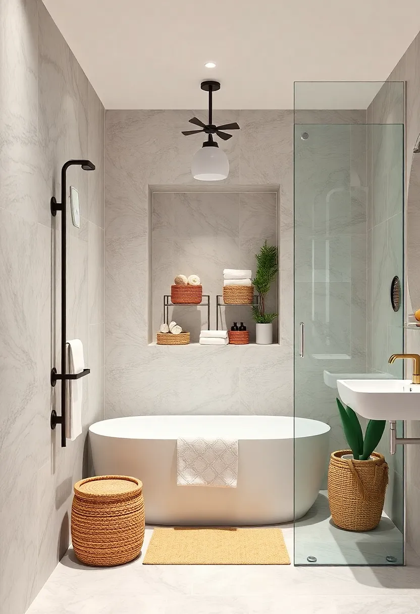 Attach small ⁣baskets or bins inside⁢ shower niches for easy-to-reach⁤ bath essentials