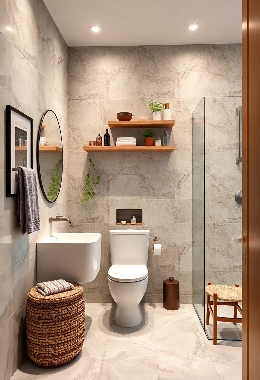 Mount floating shelves above the toilet to create additional storage ‌without taking up floor space