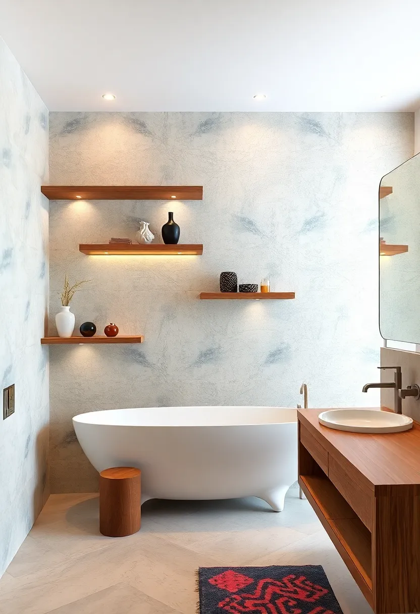 Floating Shelves with Sculptural Pieces: ‌Combine functional⁣ shelves with small sculptures‍ or vases to⁢ add depth⁤ and personality