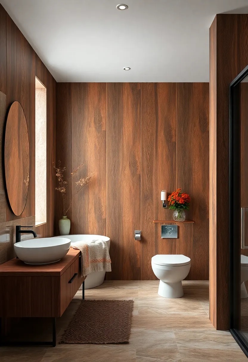 Vintage Teak Texture: ‍Dark‌ brown with subtle​ red undertones, these tiles embody timeless sophistication, perfect for classic bathrooms