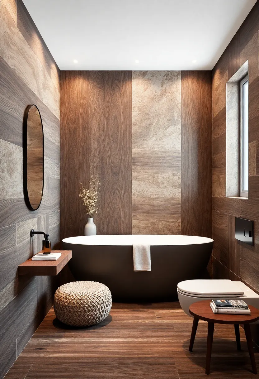 Espresso Stain ⁣Silhouette: Rich chocolate hues paired with fine​ linear grain imitate a modern espresso finish that‍ grounds ‌the ‍bathroom's aesthetic