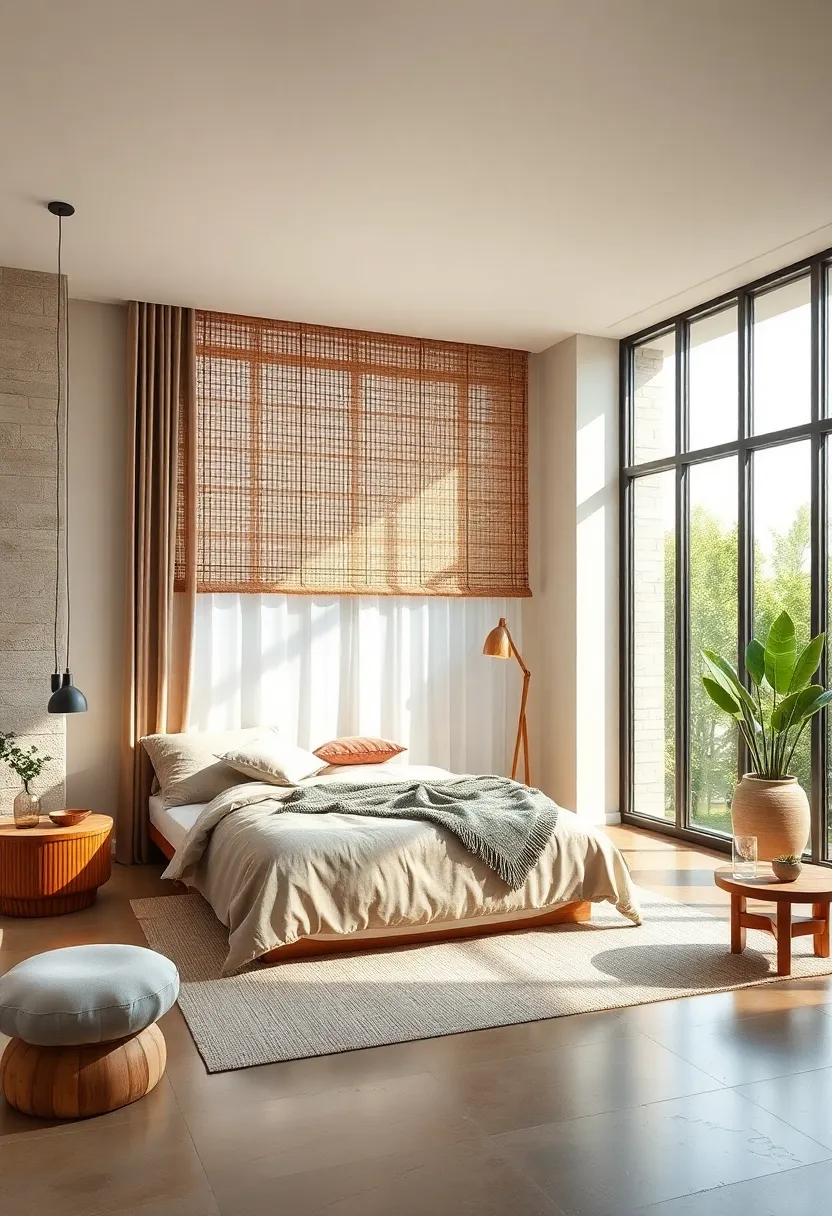Add a Layer of Bamboo or Woven Blinds for Textural Contrast and Warmth