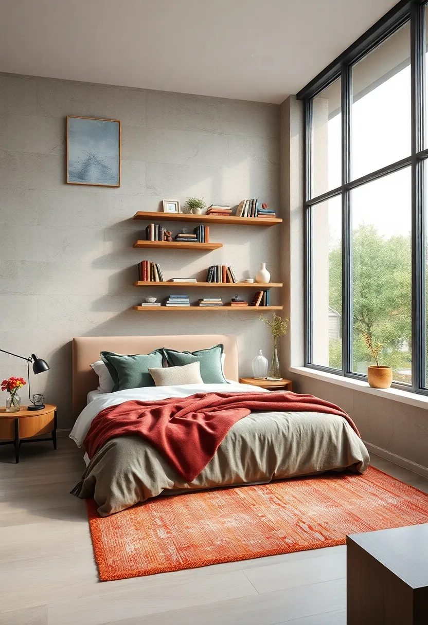 Mount Floating Shelves Around the Window to Display Books and Decorative Items