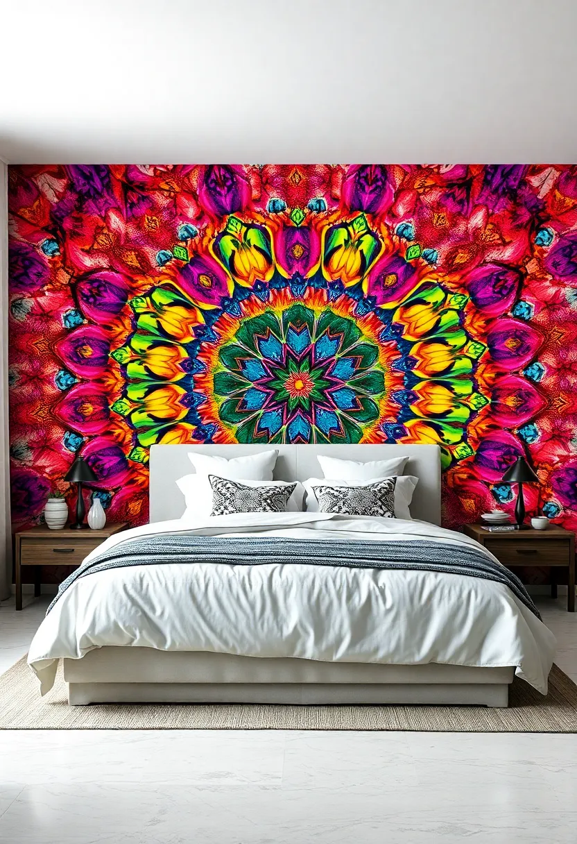 Kaleidoscope Wall Decals –⁣ Use‌ repeating colorful patterns to create a⁣ mesmerizing and​ dynamic visual effect⁤ on any bedroom wall