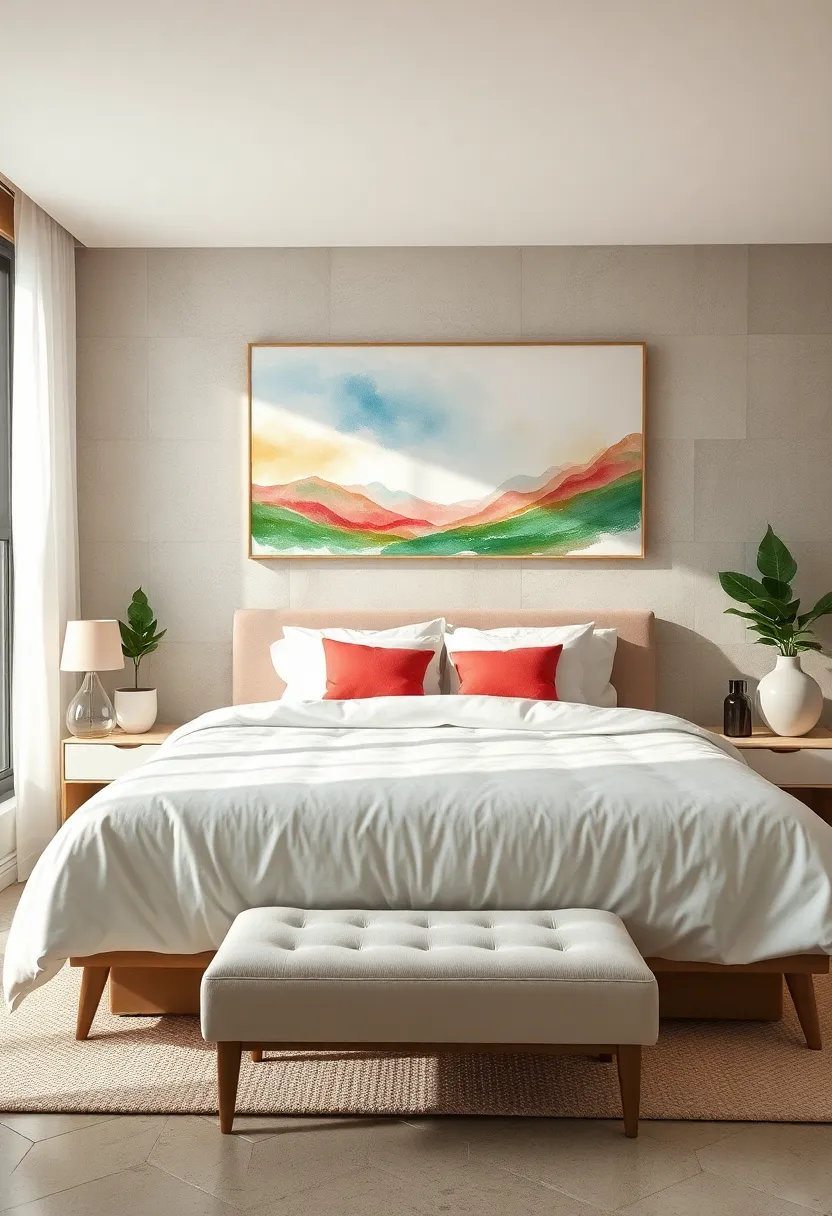 Watercolor Landscapes⁣ – Soft blends of bright watercolors can brighten your room while maintaining a calming and serene vibe