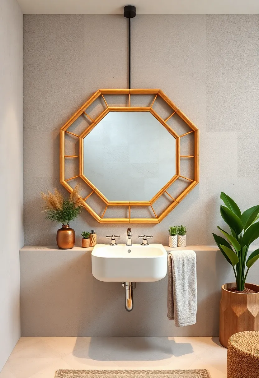 Bamboo Hexagon ‍Mirror ‍–⁤ Feature geometric ⁤flair with a ​hexagonal⁢ bamboo ​frame, balancing modern lines⁤ with boho naturalism