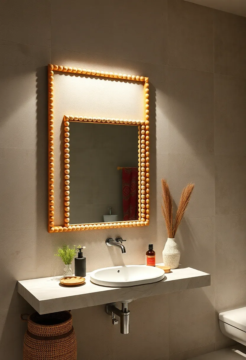 Beaded Wooden⁢ Frame Mirror – Incorporate ⁢global artistry through ⁢a frame embellished ⁤with ⁢delicate wooden beads for subtle texture