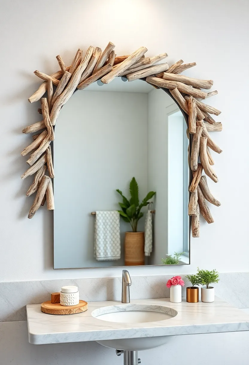Driftwood​ Frame⁢ Mirror –‍ Celebrate coastal-inspired living ‌by framing your⁤ mirror in gathered,⁢ weathered driftwood⁣ pieces