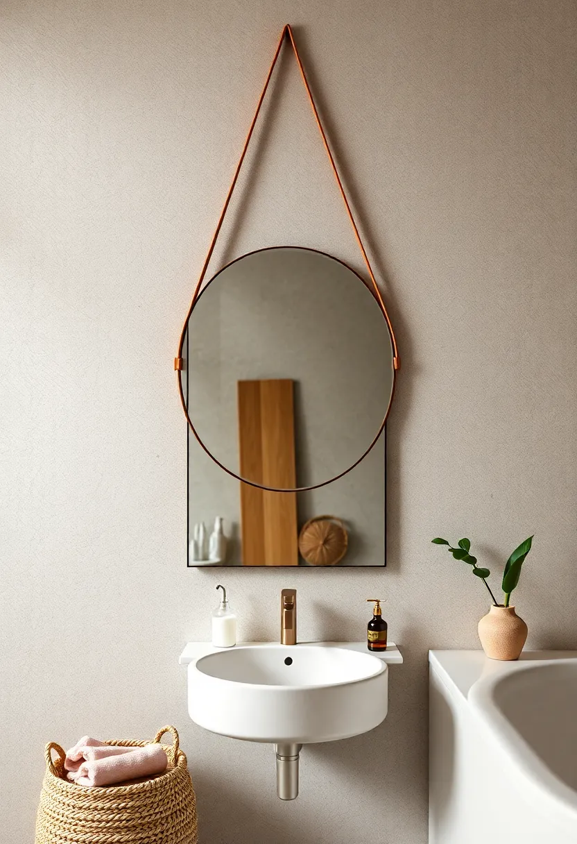 Leather Strap Hanging Mirror – elevate‌ with minimalist boho ​design ​by suspending your mirror⁣ from⁢ supple leather straps
