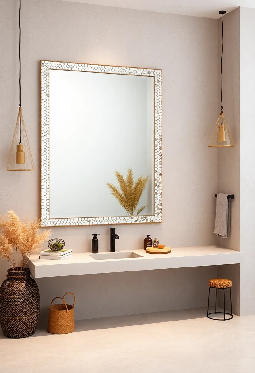 Mirrored Mosaic Frame Mirror – Spark interest with a frame that glistens⁣ through tiny mirrored mosaic tiles reflecting ⁣light beautifully