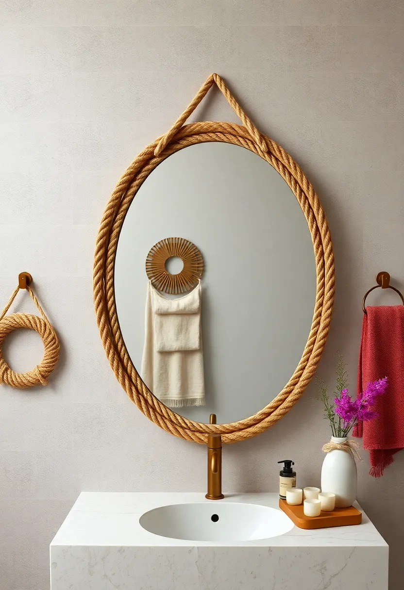 Oval Jute-wrapped ​Mirror – Combine simplicity⁢ and ⁣style with an‍ oval mirror encased in ​earthy jute rope,​ creating⁣ an inviting focal point