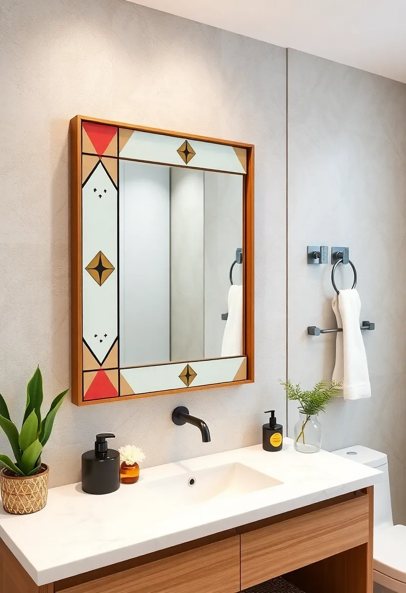 Painted Geometric⁢ Frame​ Mirror – Add subtle color and pattern with boho-chic painted designs on⁣ your mirror’s wooden frame