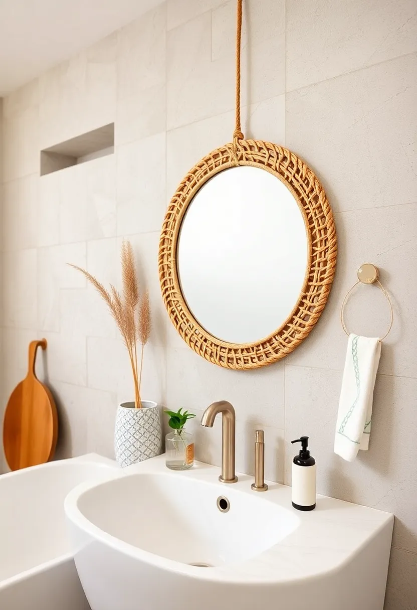 Woven ⁢Rattan ⁣Round Mirror – Add warmth⁤ with a handcrafted rattan ⁤frame​ that ​brings natural ‌texture ⁣and organic curves to ⁤your bathroom