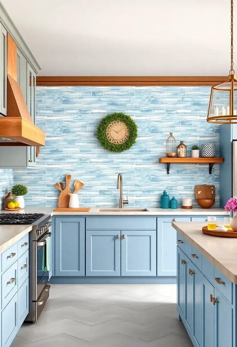 Light Blue Backsplash Tiles: Install light​ blue⁣ tiled backsplashes that remind of ocean ⁤waves, adding‌ color‍ without overpowering rustic elements