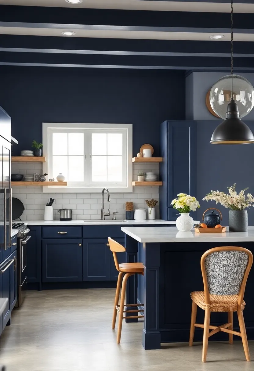 Navy Blue⁢ and ⁢White ​Color Palette: Employ navy blue accents paired with crisp white surfaces ⁤for ⁣a classic coastal farmhouse look