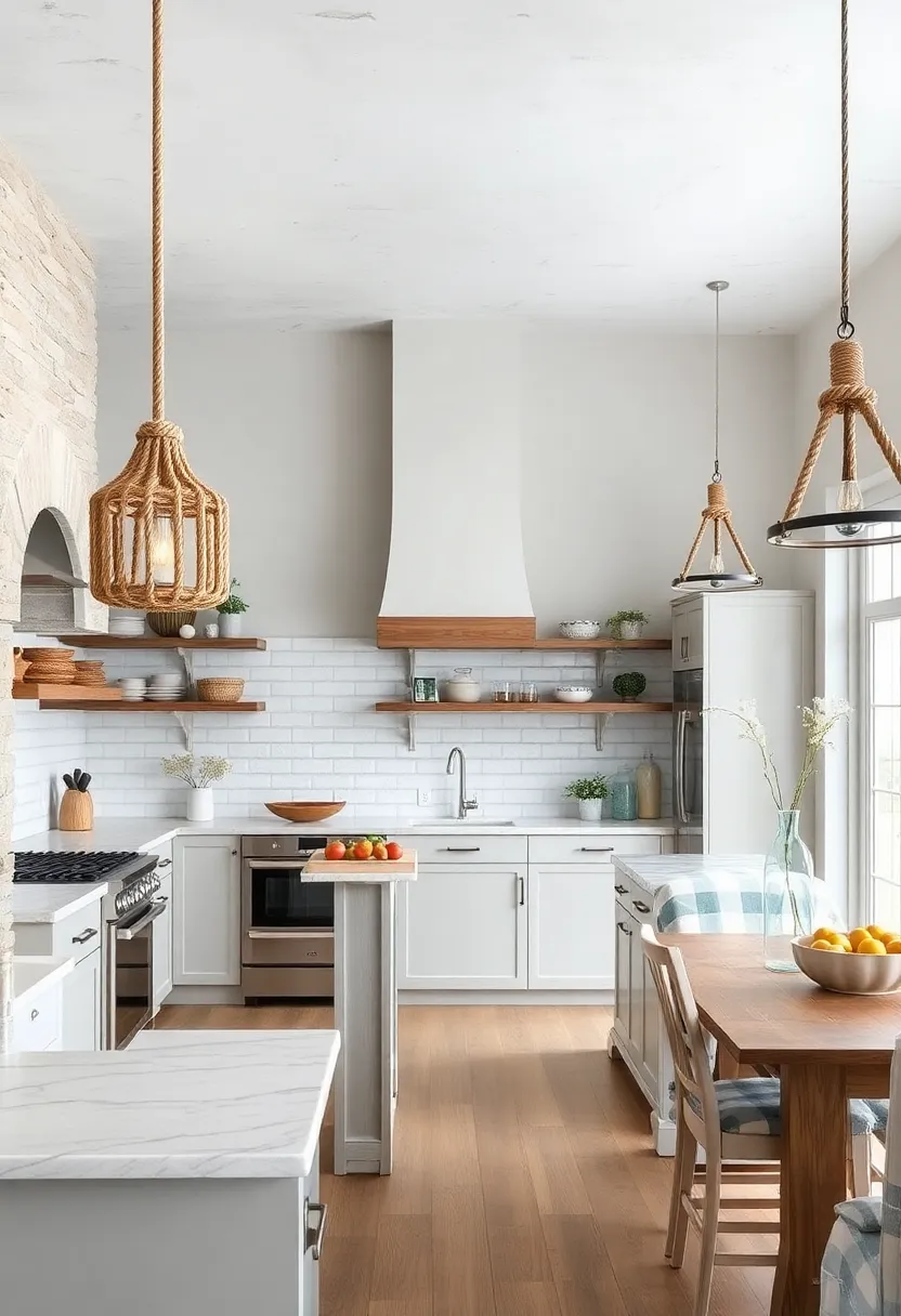 Rope Pendant​ lighting:⁣ Install‌ pendant lights‍ wrapped in natural rope to⁤ evoke seaside⁢ fishing gear and farmhouse⁢ warmth