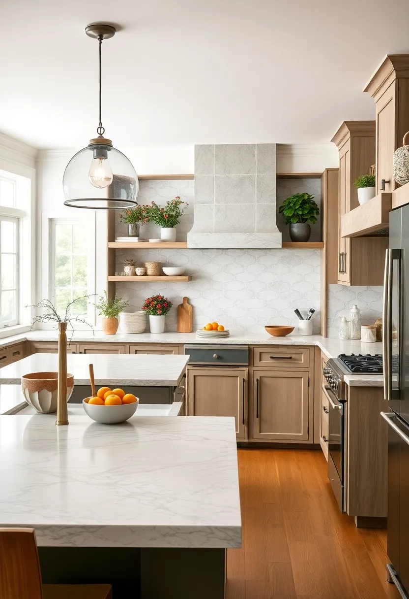 Stone Countertops with Veining: Select stone countertops featuring natural​ veining ⁣reminiscent of ocean currents and rugged farmstead‍ beauty