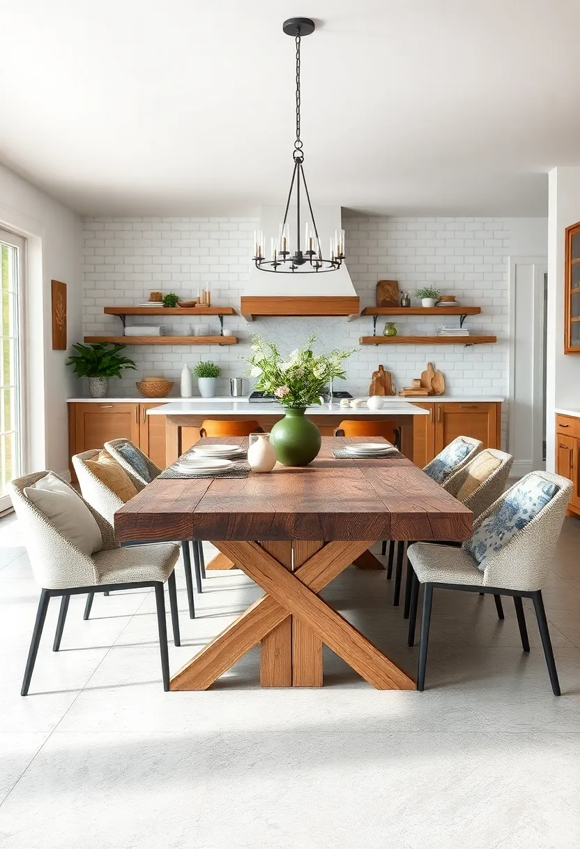 Weathered Wood Dining Table: Feature a sturdy dining table made from‍ reclaimed, weathered wood to anchor the room ⁤with rustic charm