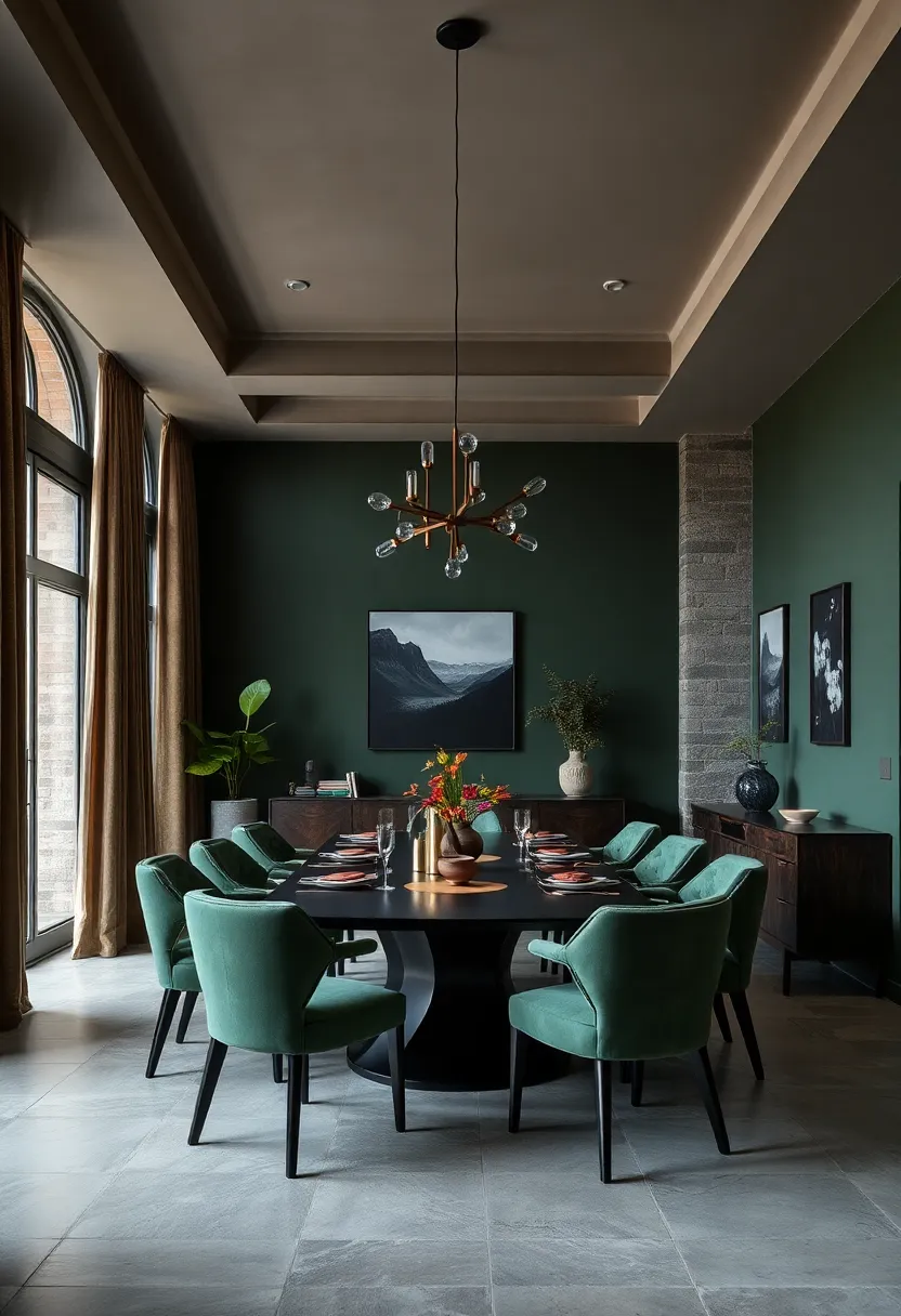 Layered Dark Green Walls with Velvet ⁤Drapes to Create a Luxe, ​Enveloping ‌Feel