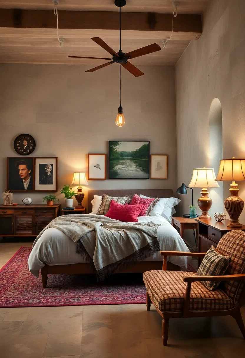 Display vintage lampshades and light fixtures to add character and timeless charm