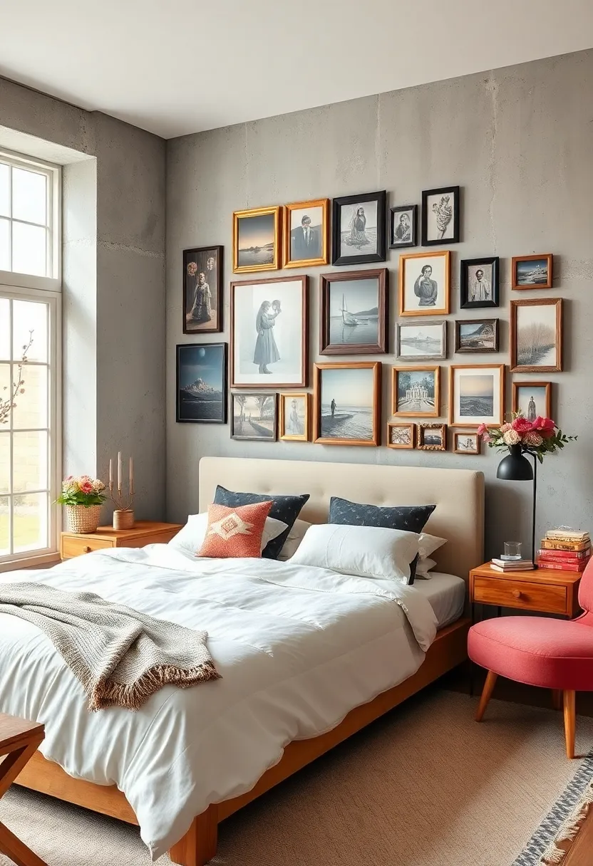 Create⁣ a gallery wall featuring eclectic‍ frames and vintage photographs to personalize the space
