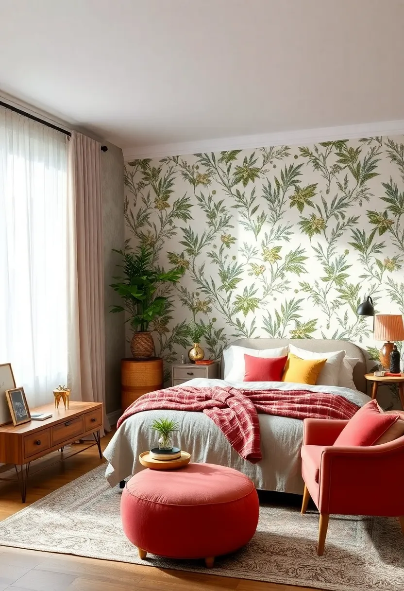 Experiment with ‌wallpaper featuring retro patterns or botanical prints for added depth