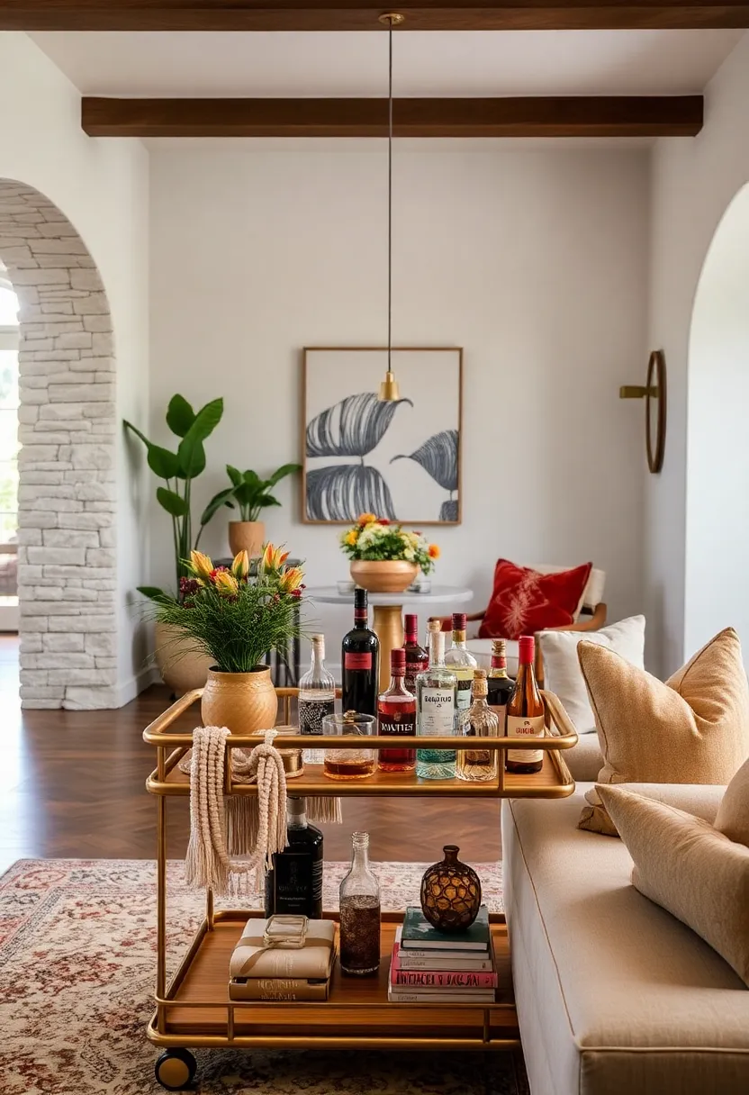 Boho Luxe: layer layered textiles and beaded coasters with eclectic spirits for a laid-back vibe