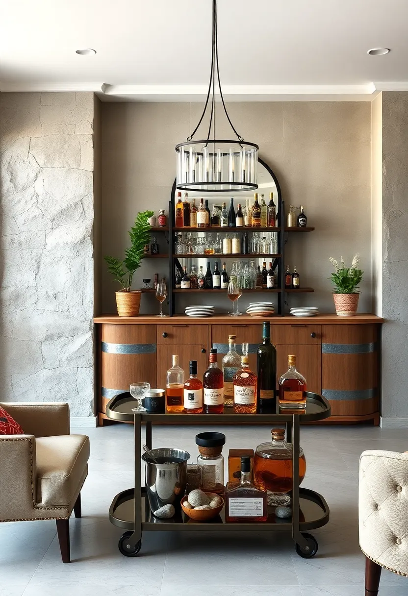 Whiskey Wonderland: Focus on whiskey barrels, stones, and a variety of aged bottles for the ​connoisseur