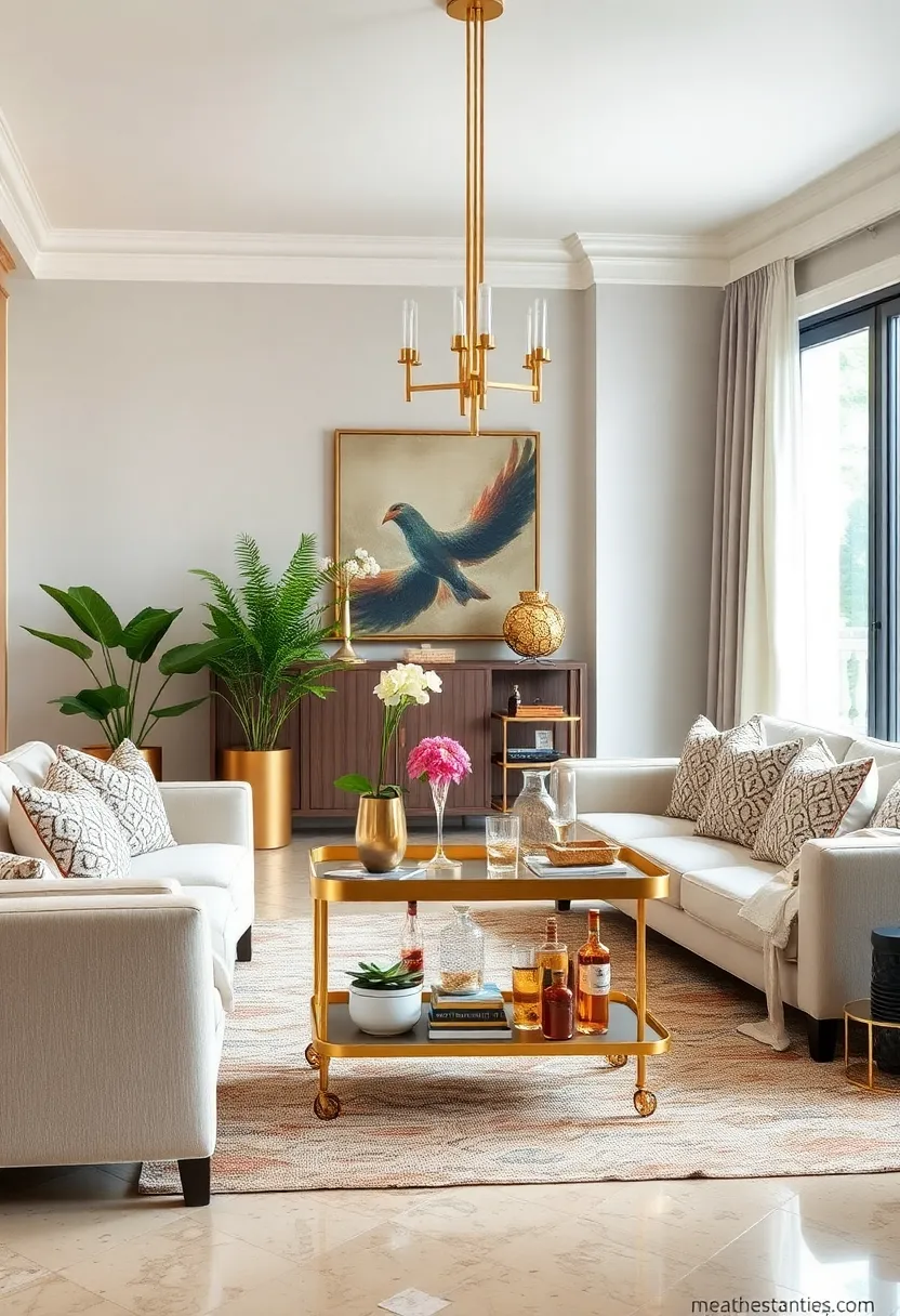 Luxe Metallics: Incorporate gold and brass details for a rich, glamorous appeal that catches the eye