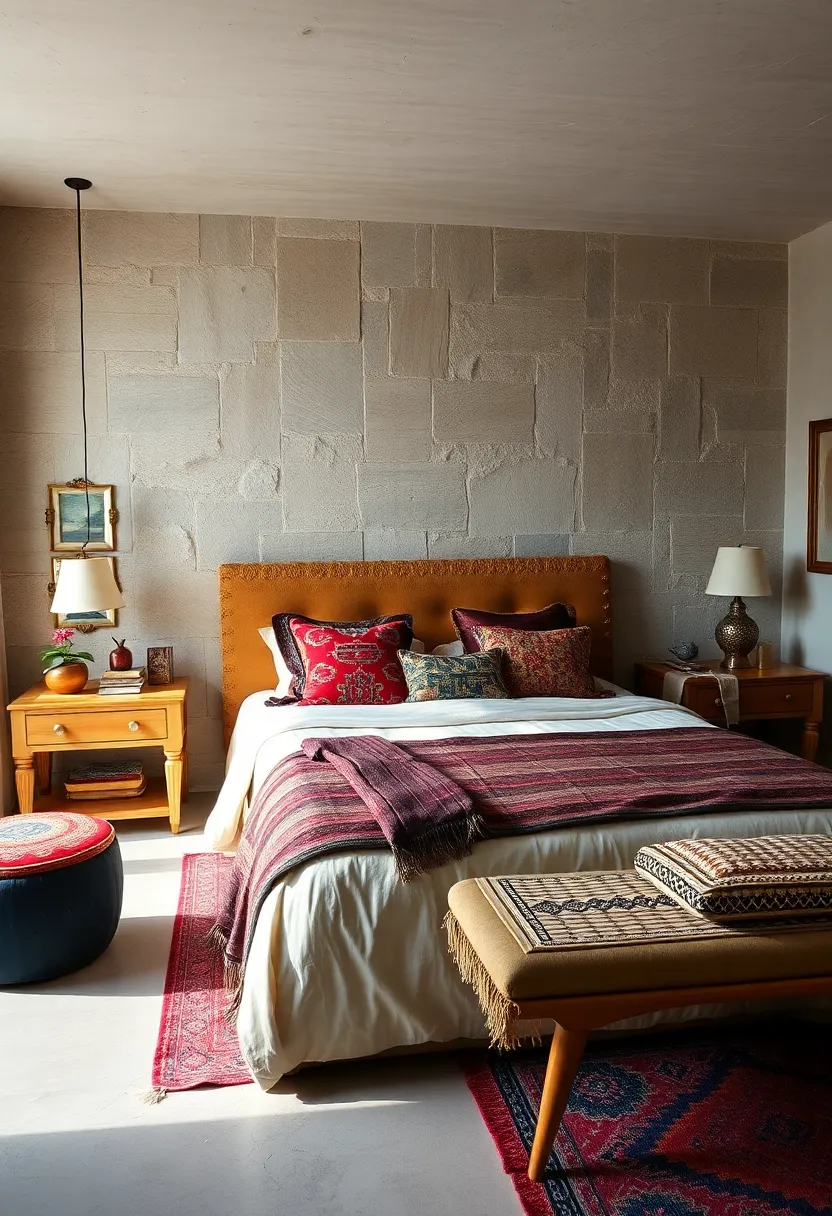 Global Nomad Bedroom: Featuring a hand-carved⁣ Indian bed paired with⁤ modern⁤ Scandinavian nightstands and eclectic ‌textiles from ‌Peru and Morocco