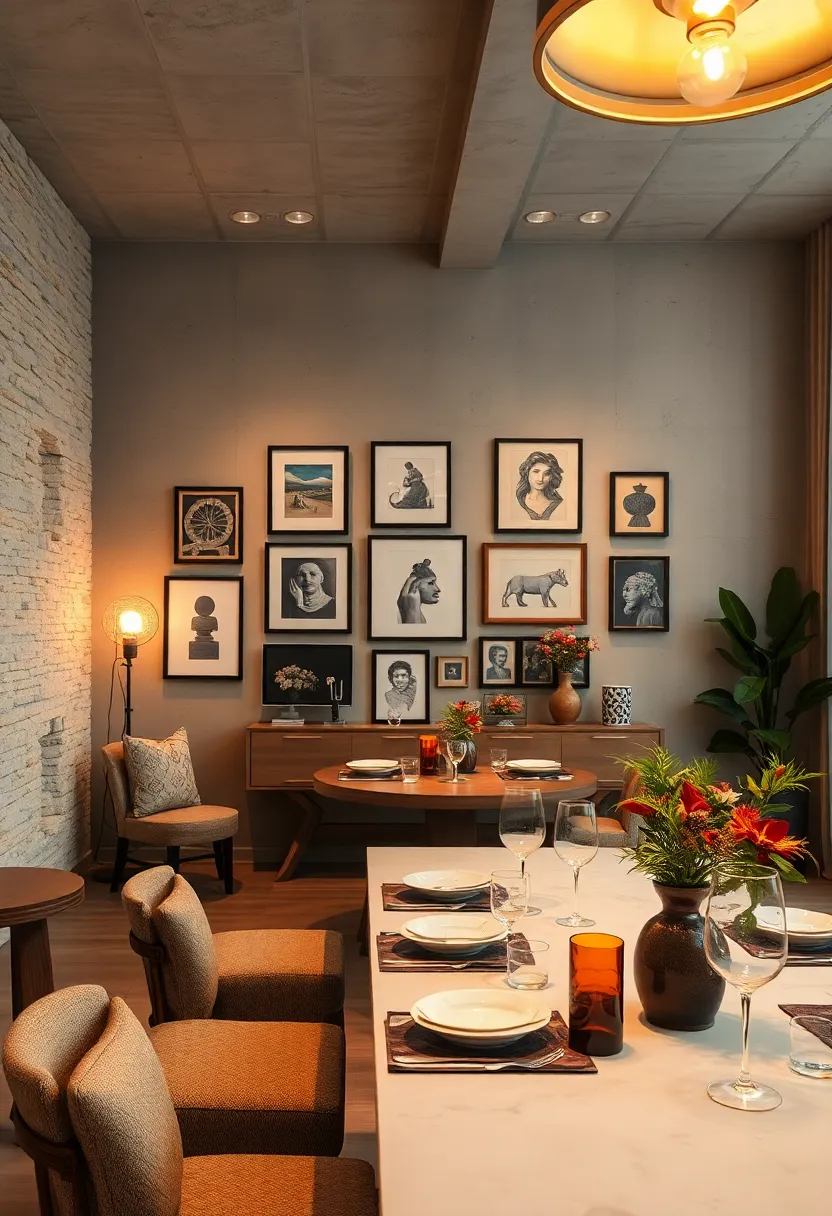 Colorful Edison ⁢Bulbs ‍In Unique Glass Fixtures Illuminating An‌ artistic Table With mixed ⁤Seating Styles