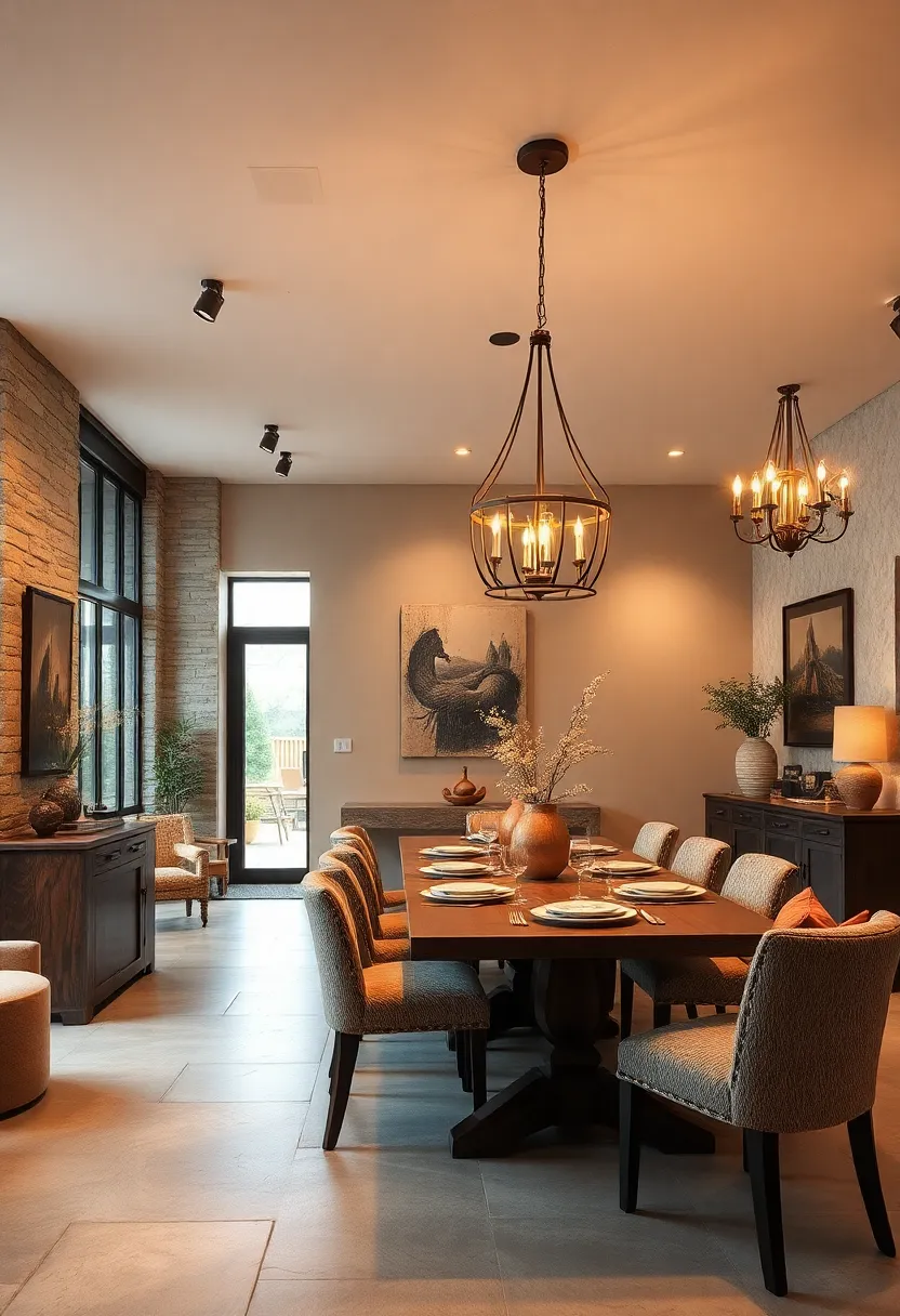 Layered Lighting Combining Modern Spotlights And Antique Chandeliers Showing A⁣ harmonious Eclectic Mix