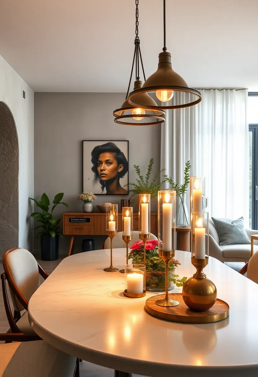 Soft ‍Candlelight⁤ In⁤ brass Holders Enhancing The​ Warmth ‌And Texture⁢ Of An Eclectic Dining Space