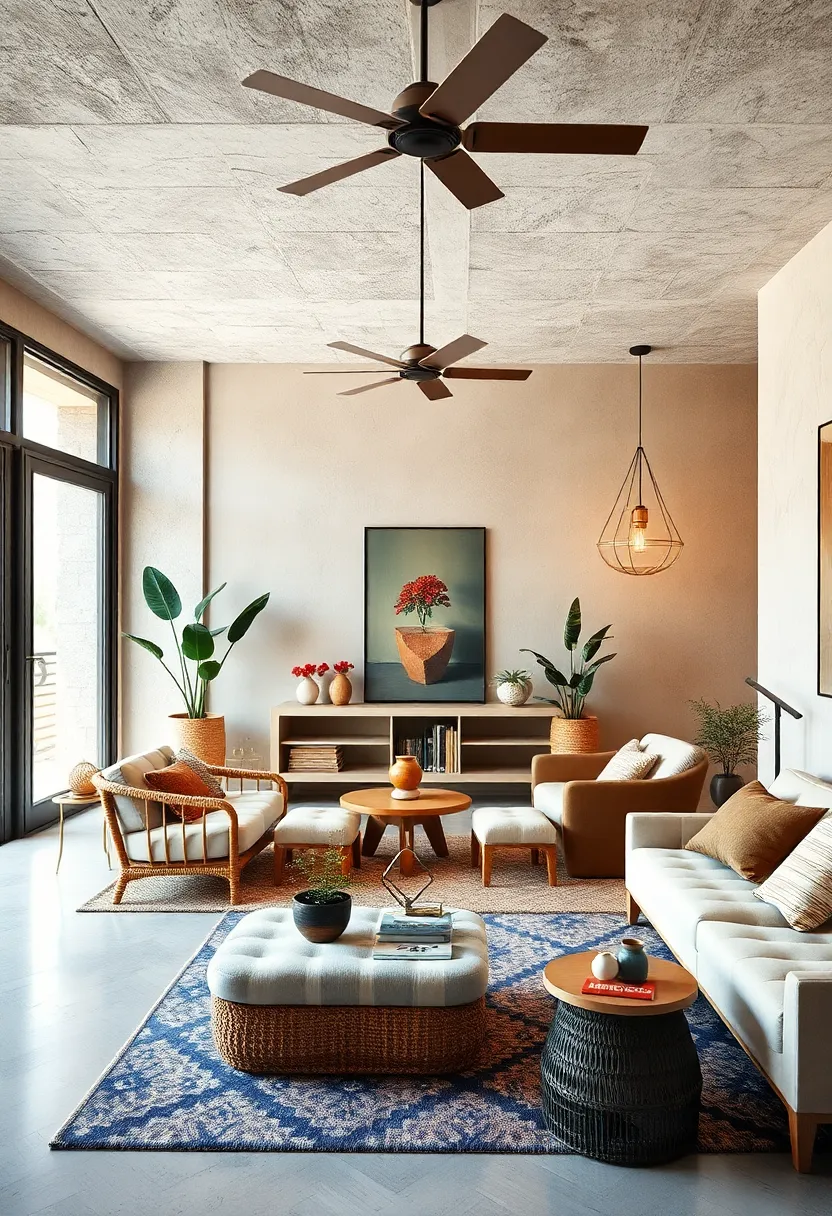 Incorporate natural materials like wood, rattan, and stone to ground your palette