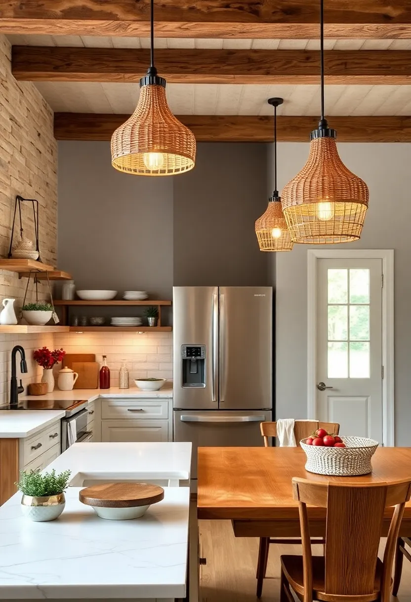 Farmhouse Basket Weave‍ Chandeliers for Cozy lighting